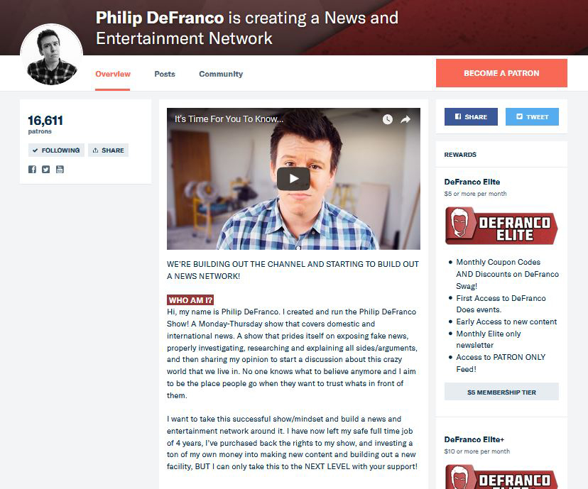 Philip DeFranco's Patreon Page